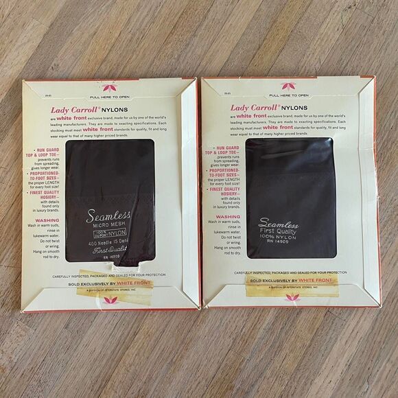 NWT Vintage 1960s Lady Carroll Nylon Chocolate Brown Stockings Bundle Micro Mesh - Picture 3 of 4